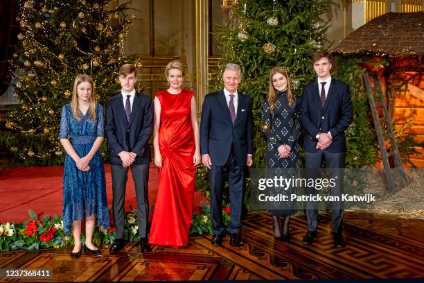 King Philippe of Belgium, Queen Mathilde of Belgium, Princess Elisabeth of Belgium, Prince Gabriel of Belgium, Prince Emmanuel of Belgium and...