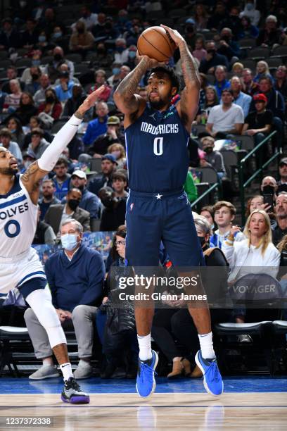 Sterling Brown of the Dallas Mavericks shoots a three point basket during the game against the Minnesota Timberwolves on December 21, 2021 at the...