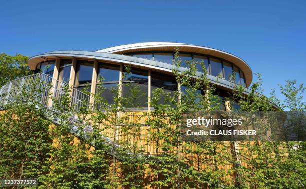 Picture taken on June 28, 2021 shows an outside view of a new museum devoted to Danish author Hans Christian Andersen in his home town of Odense,...