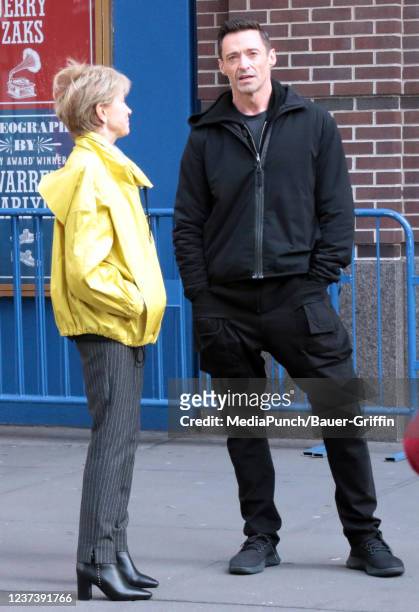 Jane Pauley and Hugh Jackman are seen on December 22, 2021 in New York City.