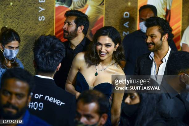 In this picture taken on December 22 Bollywood actress Deepika Padukone arrives for the premiere of the movie '83' in Mumbai.