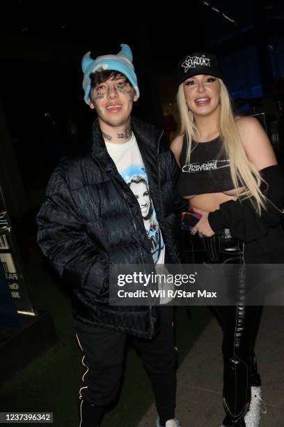 Tana Mongeau and Lil Xan are seen on December 22, 2021 in Los Angeles, California.