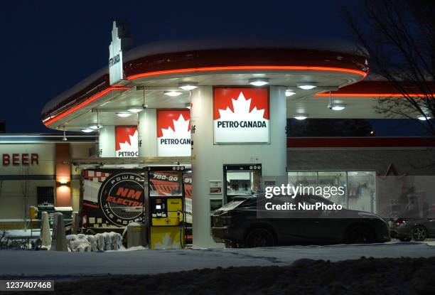 Petro-Canada gas station on Ellerslie Road in South of Edmonton this evening. Extreme cold snap will hit the Edmonton region starting at Christmas,...