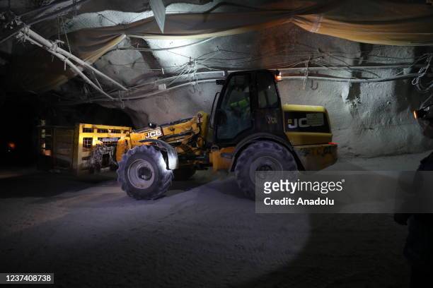 Drilling works in the Ovacik Mine, where ore extraction operations have been suspended, are being carried out by miners working several meters below...