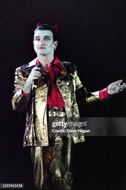 Bono appears as Mr MacPhisto as he performs with U2 during the Zoo tour in 1992