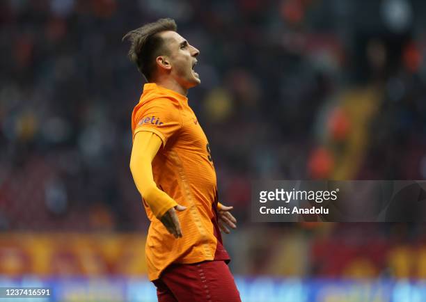Kerem Akturkohlu of Galatasay celebrates after scoring a goal during Turkish Super Lig match between Galatasaray and Fraport TAV Antalyaspor at Nef...