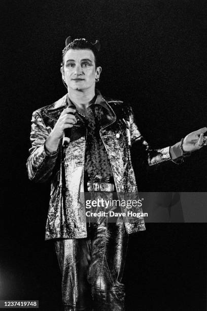 Bono appears as Mr MacPhisto as he performs with U2 during the Zoo tour in 1992