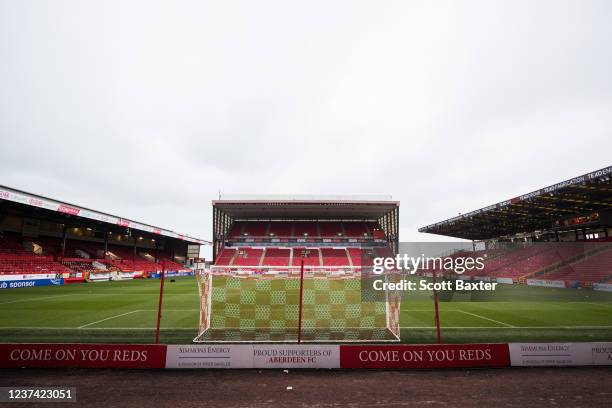 General view of Pittodrie Stadium prior to the Cinch Scottish Premiership match between Aberdeen FC and Dundee FC at Pittodrie Stadium on December...