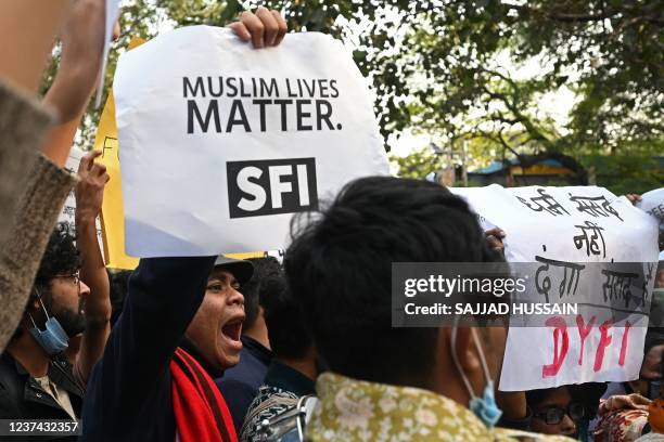 Protesters from various organisations take part in a demonstration in New Delhi on December 27 after the Indian police on December 24 said they have...