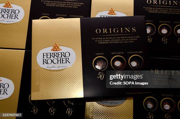 In this photo illustration, boxes of Ferrero Rocher are seen displayed in Marseille.