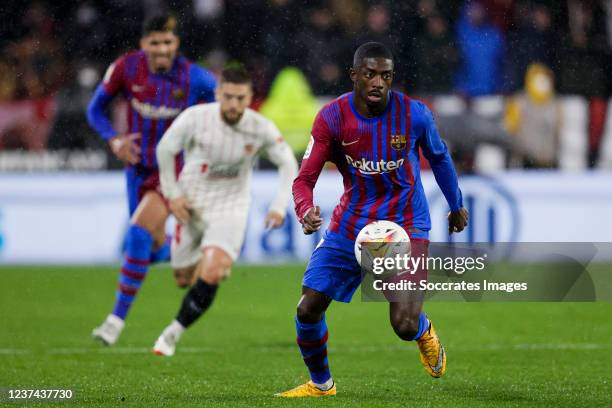 Ousmane Dembele of FC Barcelona during the La Liga Santander match between Sevilla v FC Barcelona at the Estadio Ramon Sanchez Pizjuan on December...