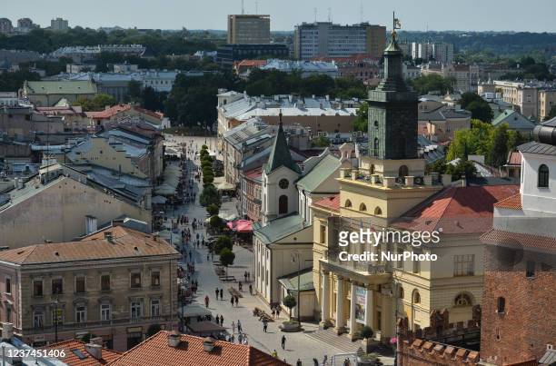 View of Krakowskie Przedmiescie Street in the center of Lublin. On Saturday, July 31 in Lublin, Lublin Voivodeship, Poland.