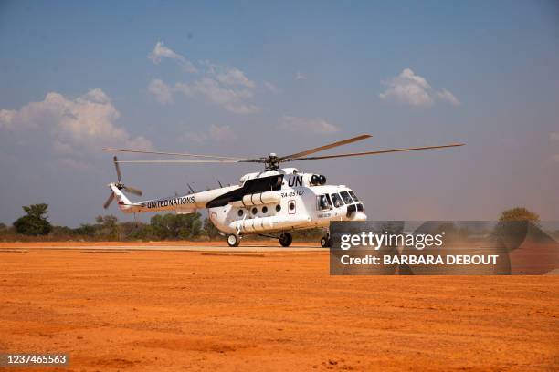 United Nations helicopter, operated by the United Nations Multidimensional Integrated Stabilization Mission in Central African Rrepiblic staff which...