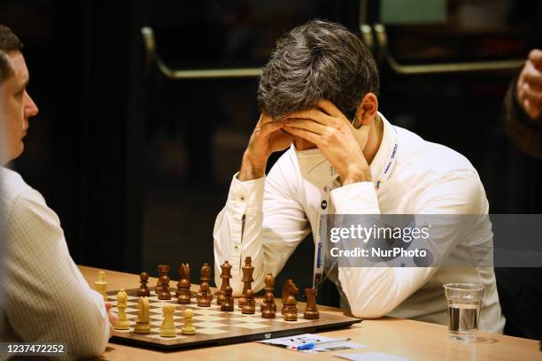 Speed chess player is seen taking part in the FIDE Rapid and Blitz Chess Championships in Warsaw, Poland on 29 December, 2021.