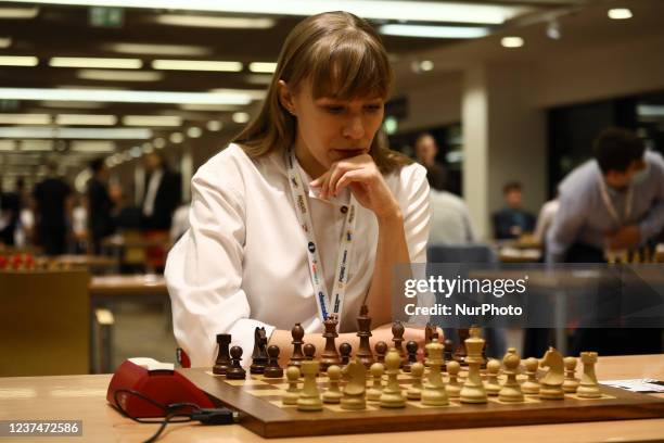 Speed chess player is seen taking part in the FIDE Rapid and Blitz Chess Championships in Warsaw, Poland on 29 December, 2021.