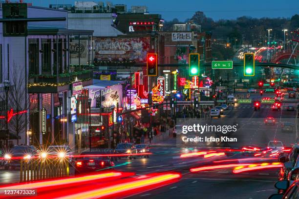Nashville, TN A night view of Broadway on Wednesday, Dec. 8, 2021 in Nashville, TN.