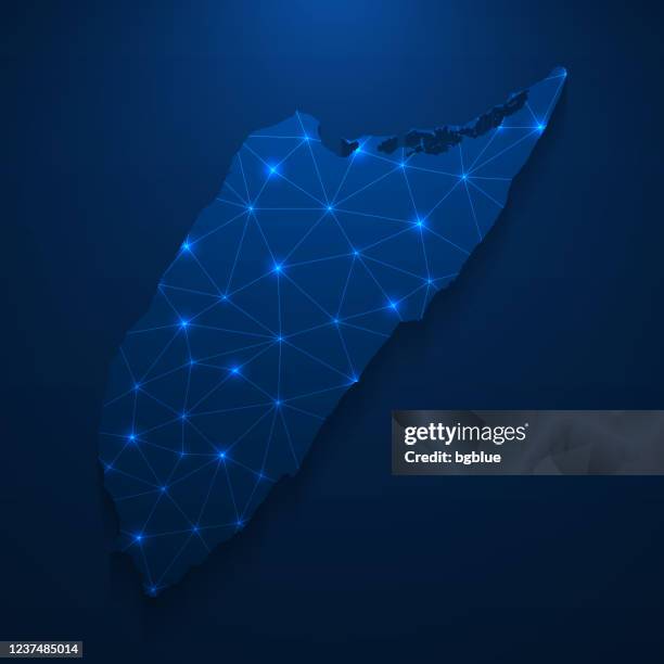 cozumel map network - bright mesh on dark blue background - cozumel mexico stock illustrations