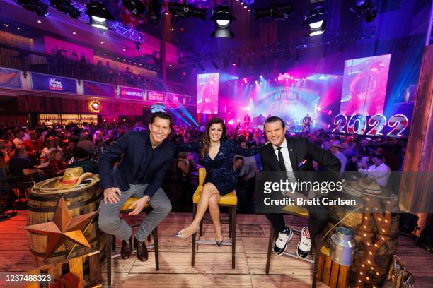 Will Cain, Rachel Campos-Duffy and Pete Hegseth attend FOX News All American New Year at Wildhorse Saloon on December 31, 2021 in Nashville,...