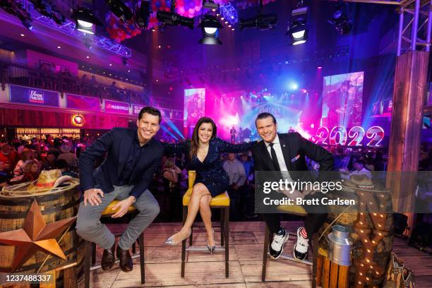 Will Cain, Rachel Campos-Duffy and Pete Hegseth attend FOX News All American New Year at Wildhorse Saloon on December 31, 2021 in Nashville,...