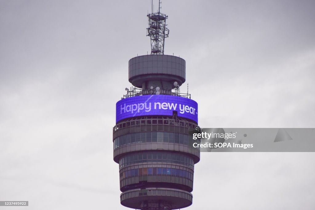 'Happy New Year' message seen displayed on the BT Tower (...