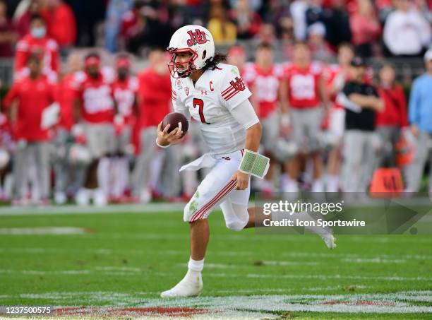 Ohio State Buckeyes quarterback C.J. Stroud runs for a first down in the first half of the Rose Bowl game against the Utah Utes played on January 1,...