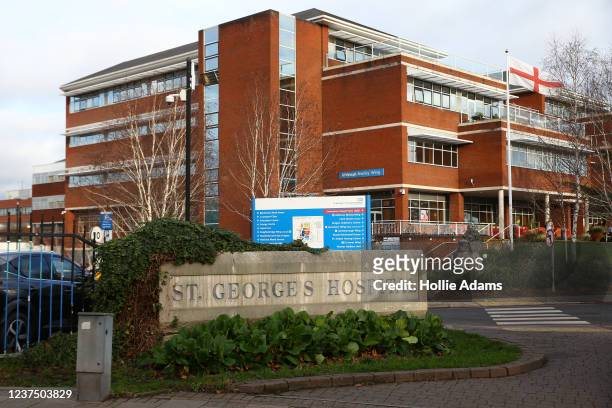 St George's Hospital on January 2, 2022 in London, United Kingdom. NHS Nightingale Surge Hubs are being set up in eight English hospitals in...