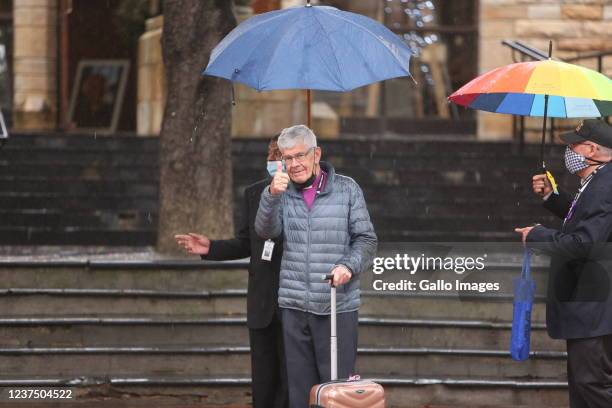 Reverend Michael Nuttall arrives at the official funeral of Archbishop Desmond at George?s Cathedral Church on January 01, 2021 in Cape Town, South...