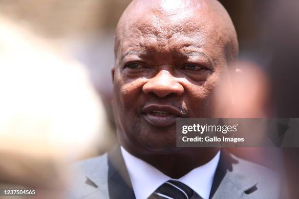 Leader Bantu Holomisa speaks to media outside St George?s Cathedral at the official funeral of Archbishop Desmond at George?s Cathedral Church on...