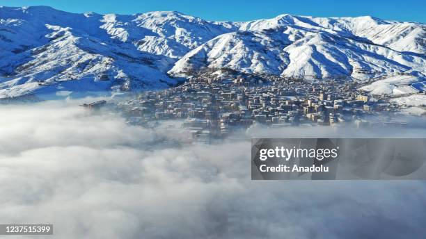 Fog blankets the city in Mus, Turkey on January 03, 2022.