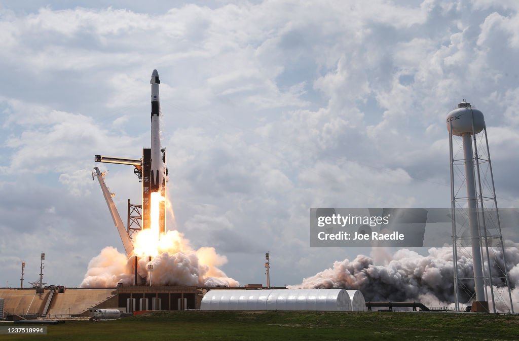 SpaceX Falcon-9 Rocket And Crew Dragon Capsule Launches From Cape Canaveral Sending Astronauts To The International Space Station