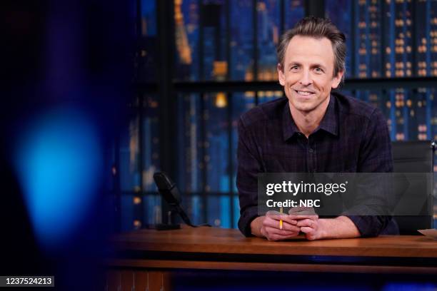 Episode 1238 -- Pictured: Host Seth Meyers on January 3, 2021 --