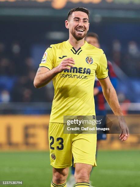 Moi Gomez of Villarreal CF looks on during the La Liga Santader match between Villarreal CF and Levante UD at Estadio de la Ceramica on January 03,...