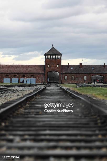 Death Gate at the former Nazi German concentration camp Auschwitz II-Birkenau in Brzezinka near Oswiecim, Poland on January 3, 2022.