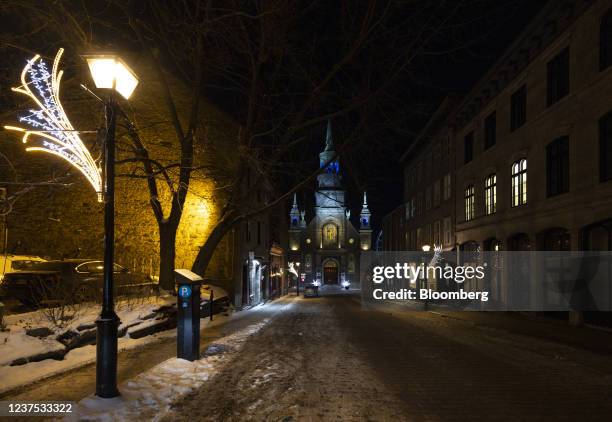 An empty street during a curfew in Montreal, Quebec, Canada, on Monday, Jan. 3, 2022. Quebec, the Covid hot zone of Canada once again, is resorting...