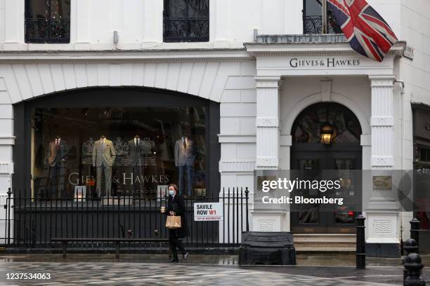 Gieves & Hawkes tailors store on Saville Row, in London, U.K., on Tuesday, Jan. 4, 2022. Shandong Ruyi Technology Group, owner of the 250-year-old...