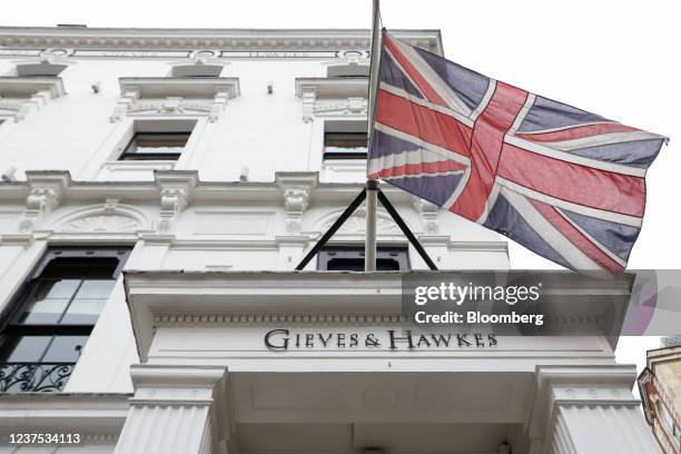 Gieves & Hawkes tailors store on Saville Row, in London, U.K., on Tuesday, Jan. 4, 2022. Shandong Ruyi Technology Group, owner of the 250-year-old...