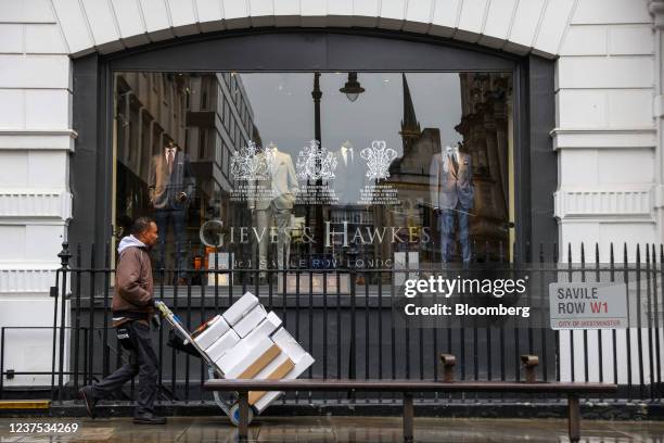 Gieves & Hawkes tailors store on Saville Row, in London, U.K., on Tuesday, Jan. 4, 2022. Shandong Ruyi Technology Group, owner of the 250-year-old...