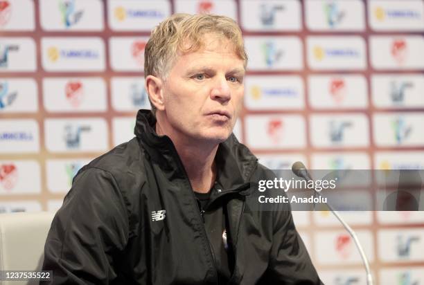 Assistant coach Alfons Groenendijk of Antalyaspor attends a joint press conference ahead of the Turkcell Super Cup match between Besiktas and...