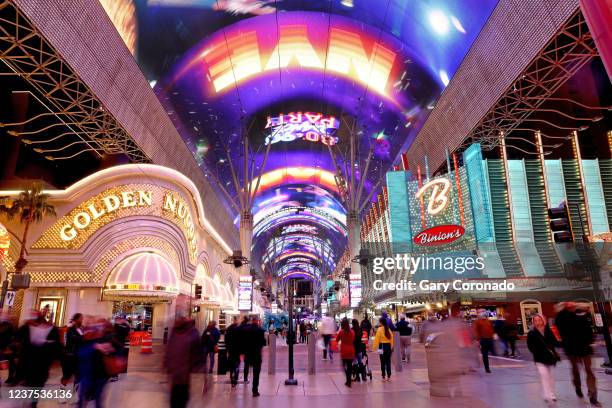 The Golden Nugget and Binion's Hotel Casino along Fremont St. In downtown on Wednesday, Dec. 15, 2021 in Las Vegas, NV. Lou Remillard who has a...