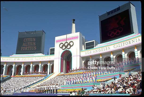 S OPENING CEREMONY OF THE 1984 SUMMER OLYMPICS. THE CEREMONY TOOK PLACE IN THE COLISEUM, LOS ANGELES, CALIFORNIA, UNITED STATES.