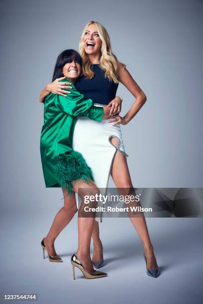 Tv presenters Claudia Winkleman and Tess Daly are photographed for the Times magazine on September 7, 2021 in London, England.