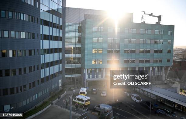 St James's University Hospital is pictured in Leeds, northern England on January 5 where a temporary "Nightingale" Covid-19 surge hub to treat...