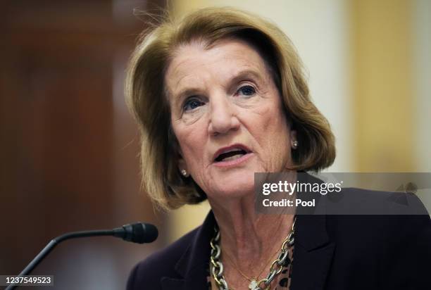 Sen. Shelley Moore Capito, R-W.Va., questions U.S. Capitol Police Chief J. Thomas Manger during the Senate Rules and Administration Committee...