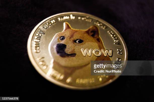 Representation of Dogecoin cryptocurrency is seen in this illustration photo taken in Krakow, Poland on January 6, 2022.