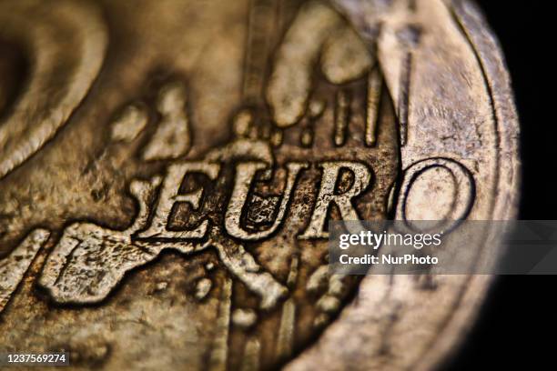 Euro coin is seen in this illustration photo taken in Krakow, Poland on January 6, 2022.