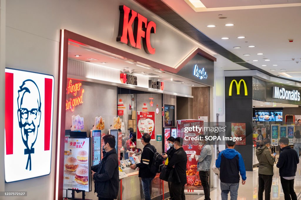 Customers are seen at the American fast food chicken...