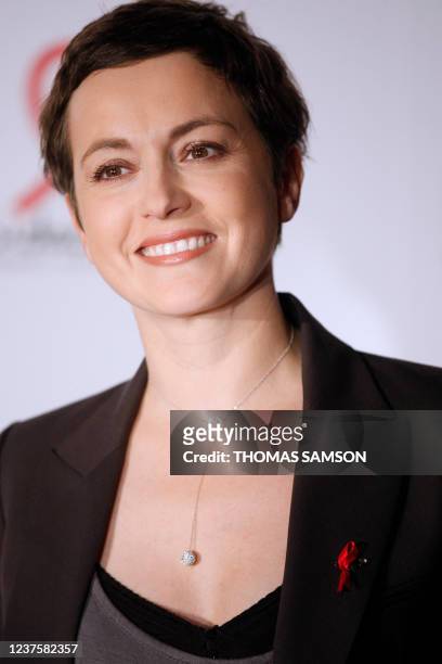 French Tv host and journalist Sophie Jovillard poses on March 12, 2012 as she arrives at the Quai Branly Musuem in Paris, to attend the 18th edition...