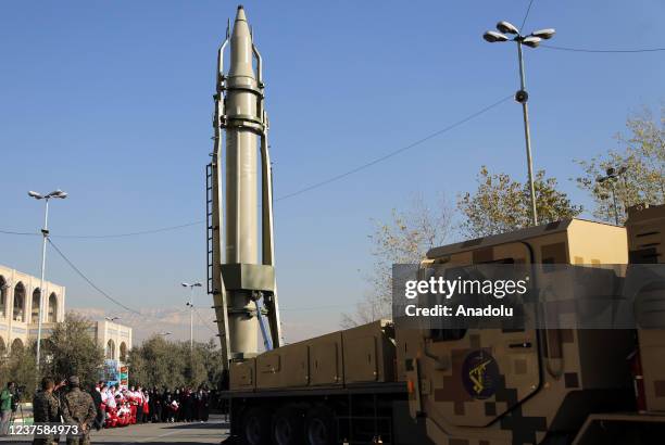 Ballistic missiles fired at al-Asad Air Base where the US soldiers are located in the Anbar province of Iraq to avenge the death of the Revolutionary...