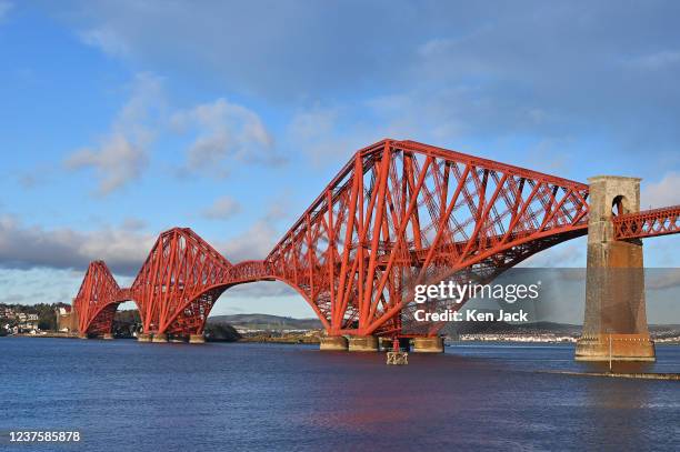 The Forth Bridge is bathed in winter sunshine as some parts of Scotland enjoy clear, cold, weather, while other parts have been affected by...