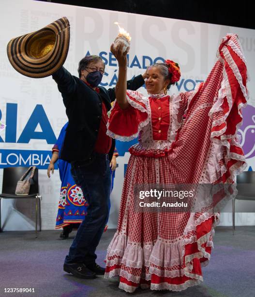 Colombian presidential pre-candidate Gustavo Petro takes part in the launch of its international campaign during a the political rally in in...